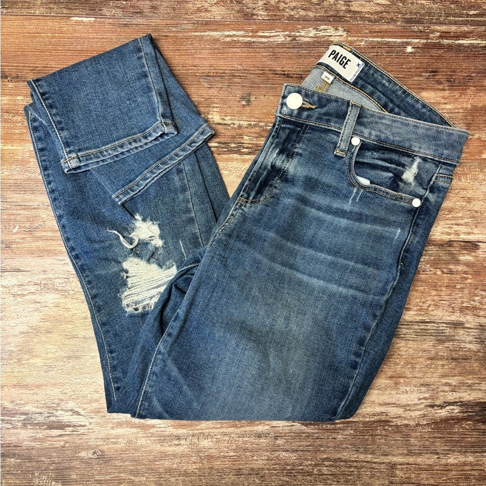 PAIGE | VGUC Verdugo Ankle Distressed Denim Medium Jeans Pants Chic, Size 29